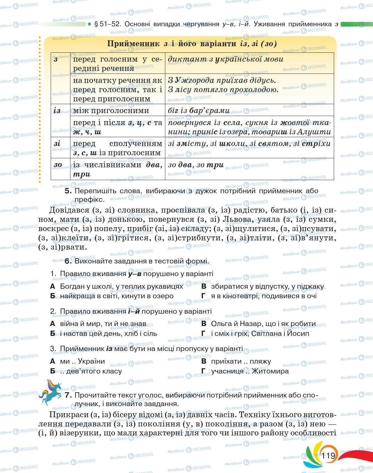 Підручники Українська мова 5 клас сторінка 119
