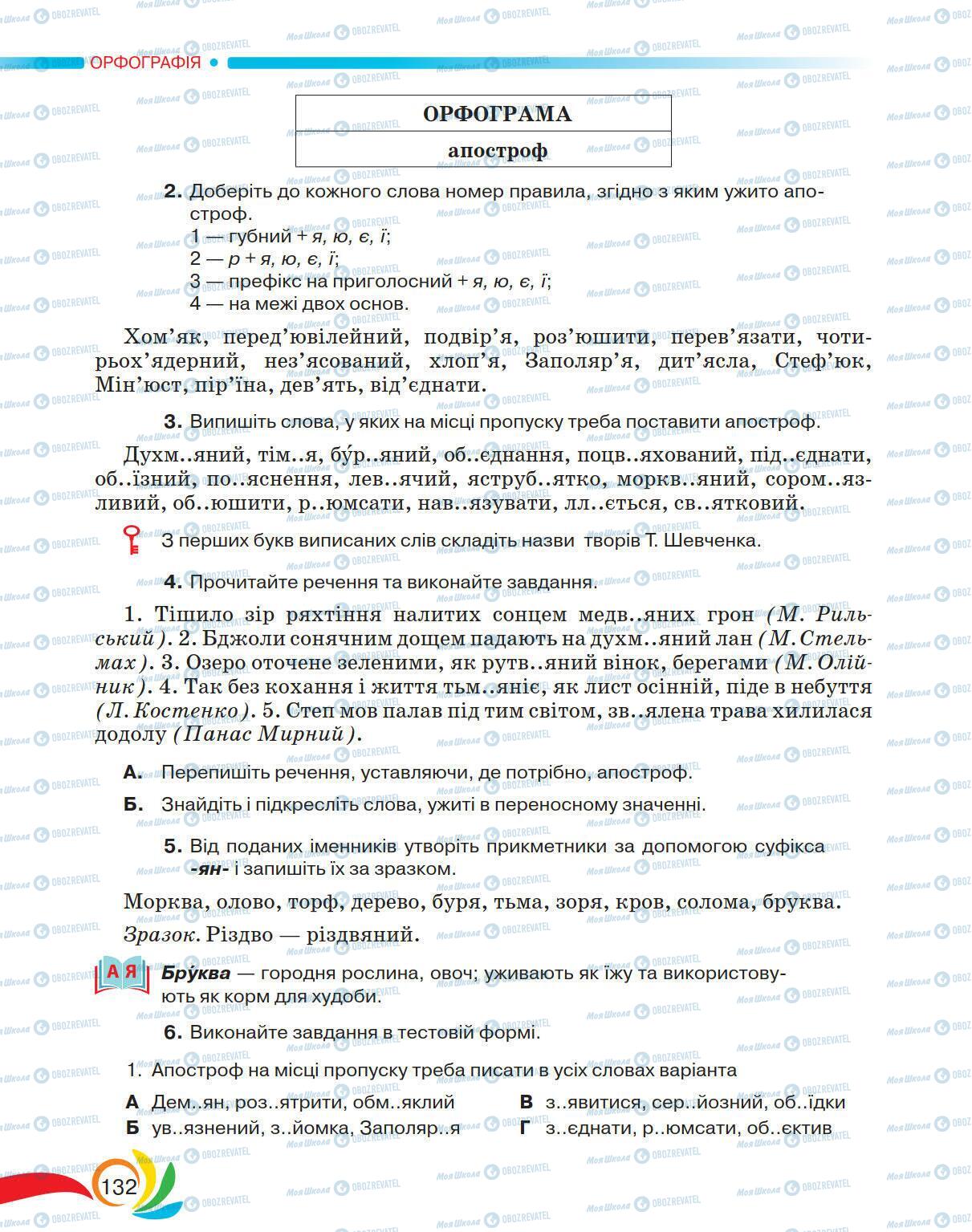 Підручники Українська мова 5 клас сторінка 132