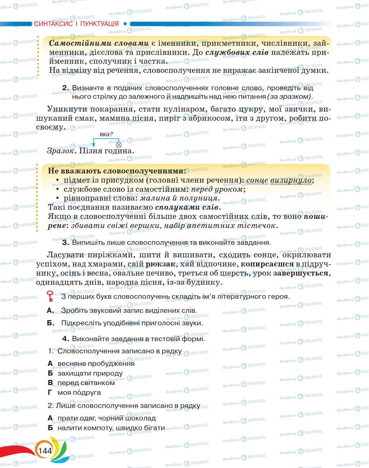 Підручники Українська мова 5 клас сторінка 144