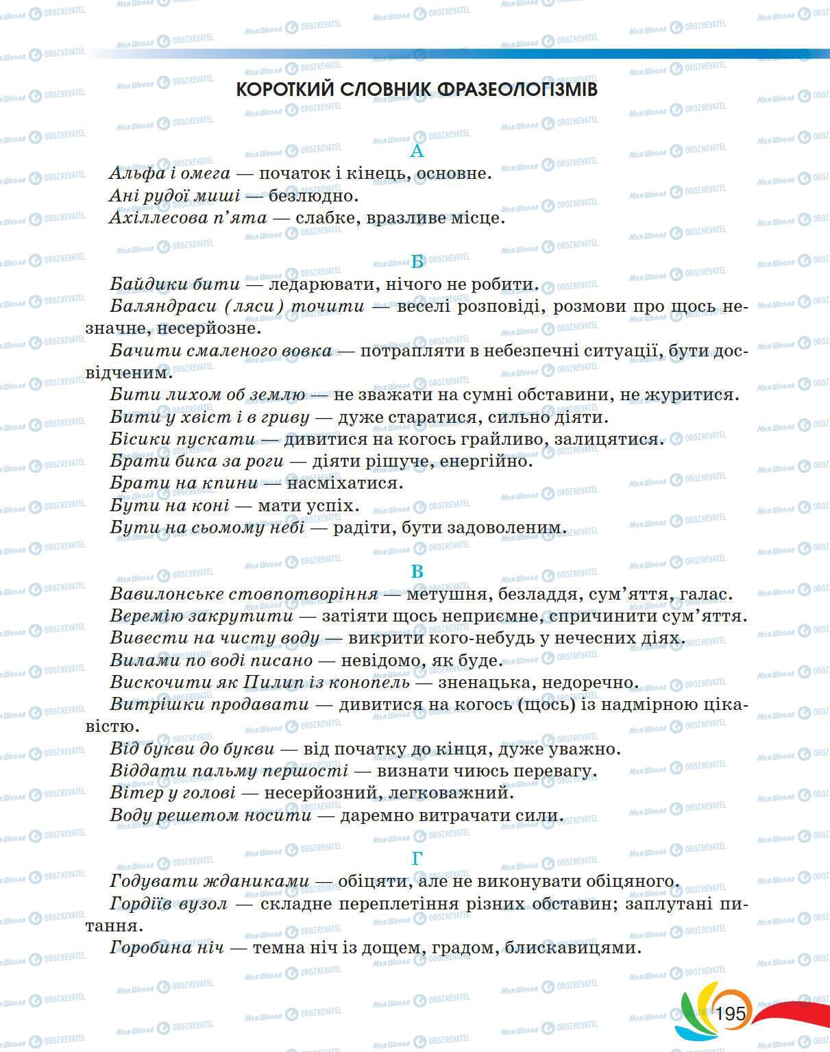 Підручники Українська мова 5 клас сторінка 195