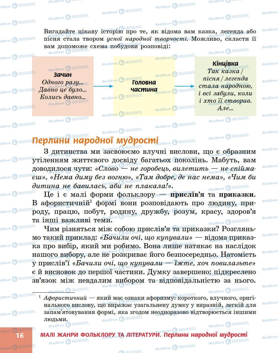 Підручники Українська література 5 клас сторінка 16