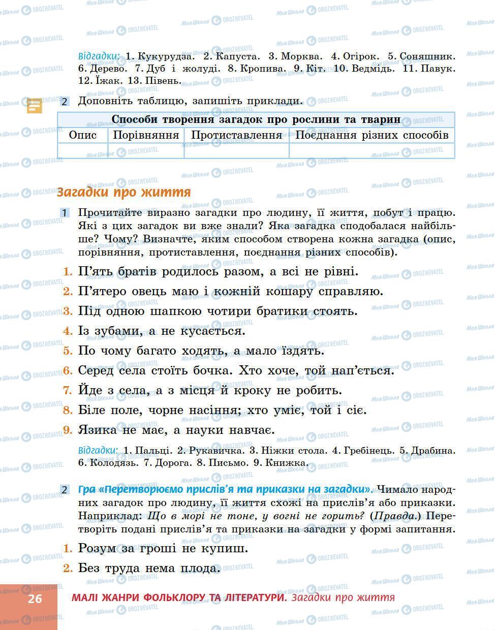 Підручники Українська література 5 клас сторінка 26