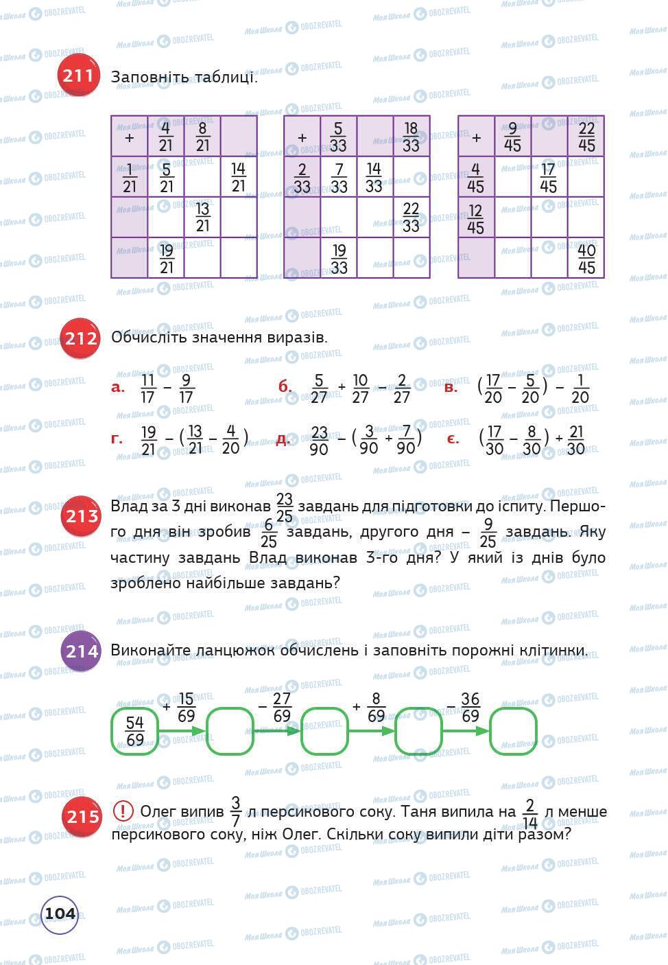Підручники Математика 5 клас сторінка 104
