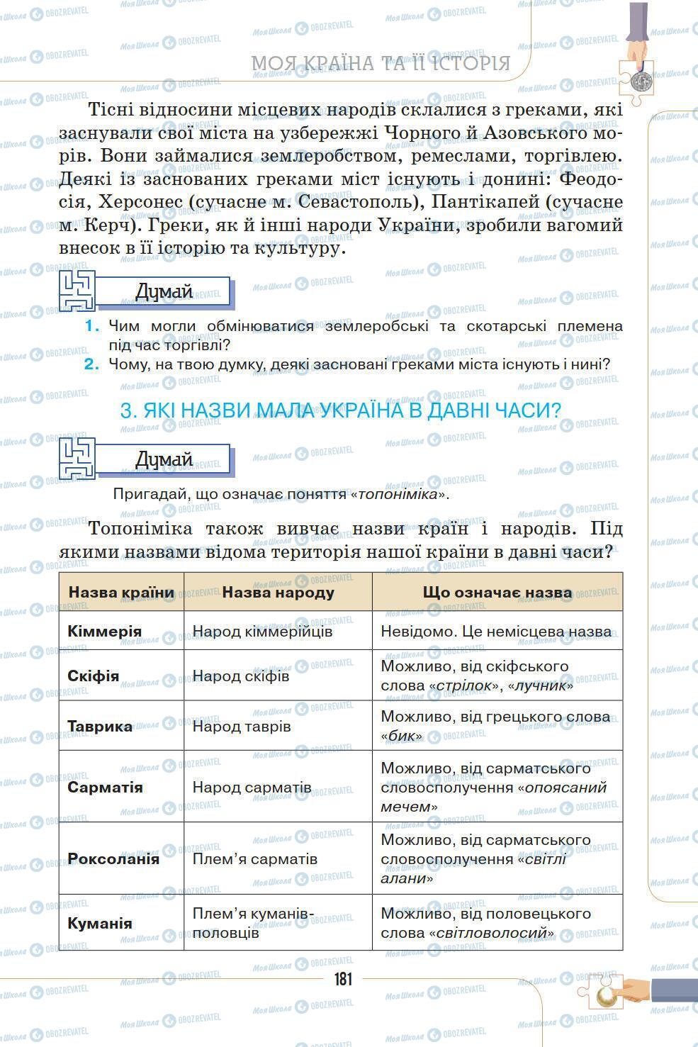 Підручники Історія України 5 клас сторінка 181