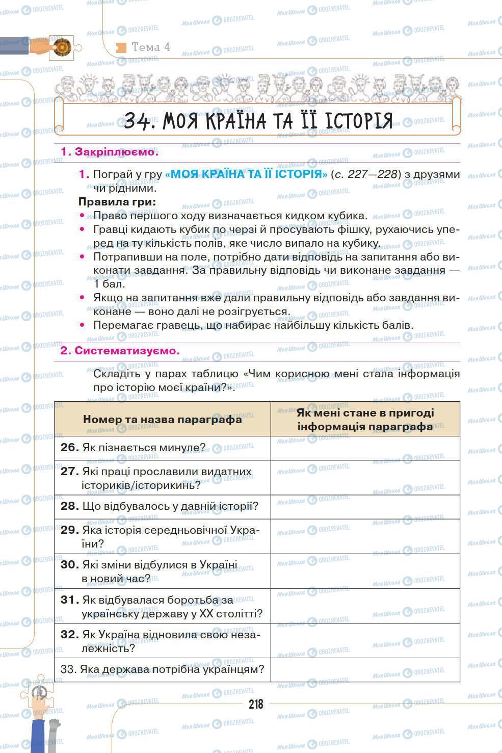 Підручники Історія України 5 клас сторінка 218