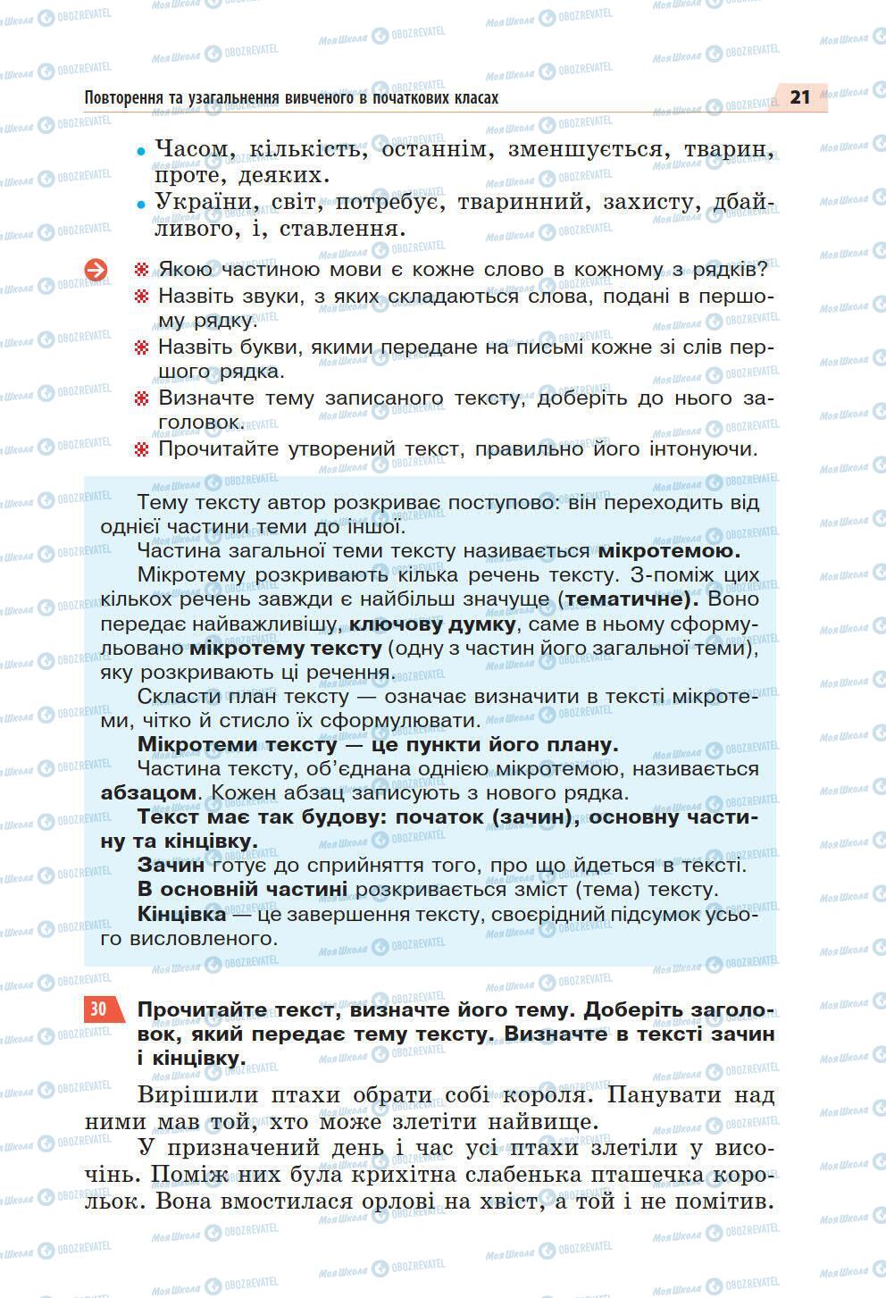 Підручники Українська мова 5 клас сторінка 21