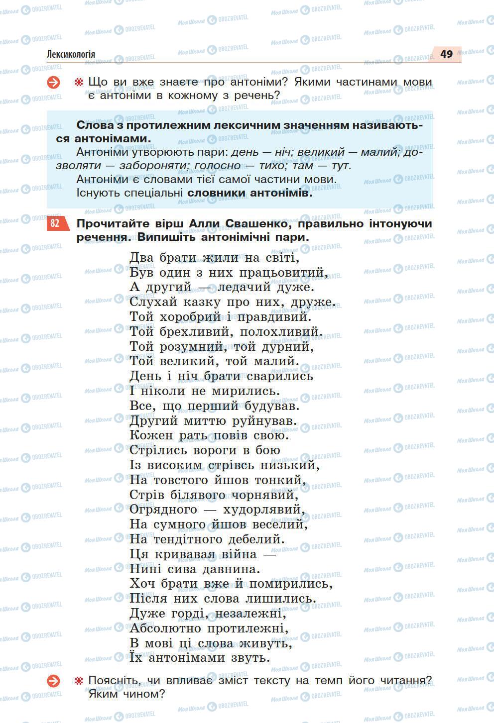 Підручники Українська мова 5 клас сторінка 49