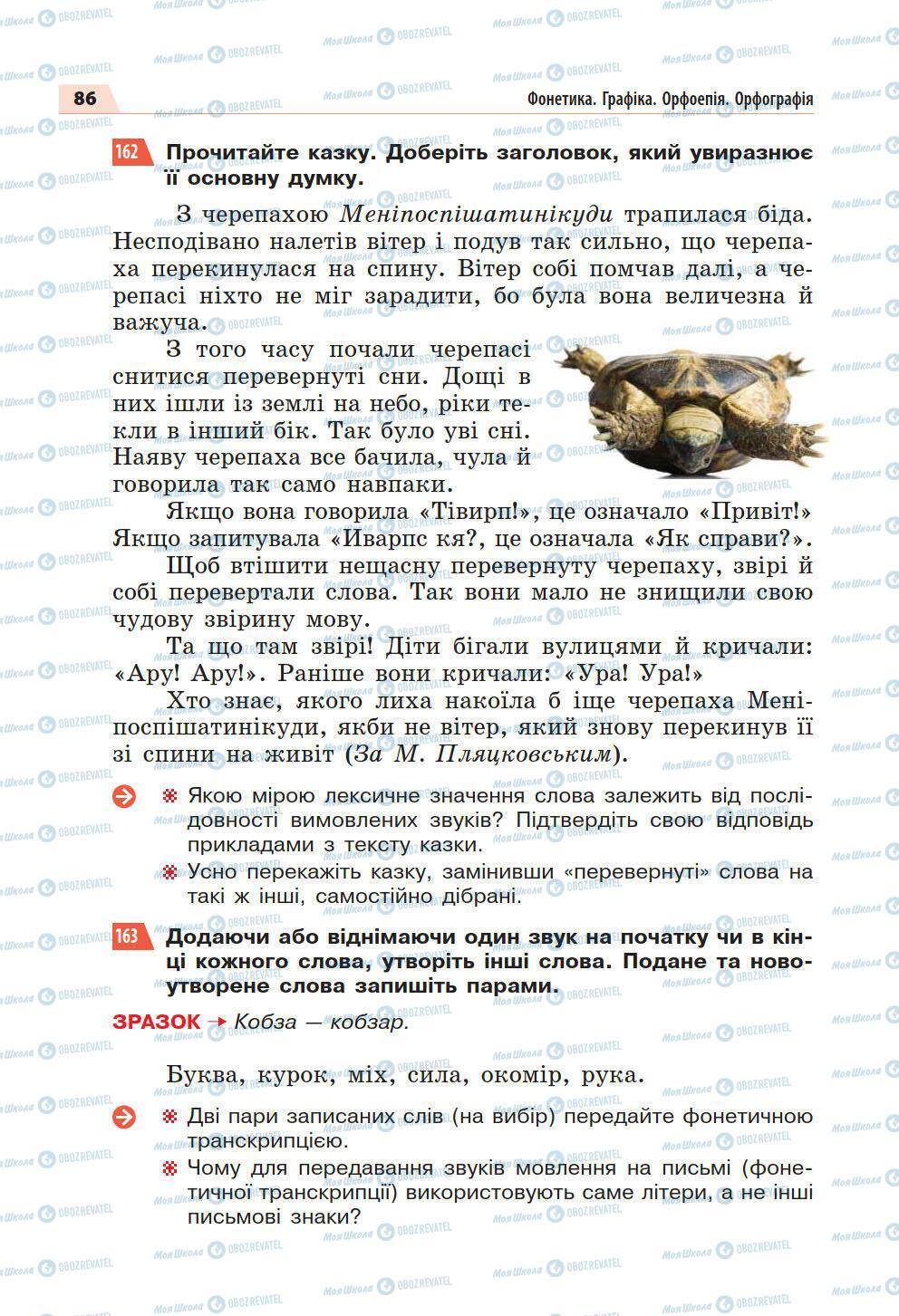 Підручники Українська мова 5 клас сторінка 86