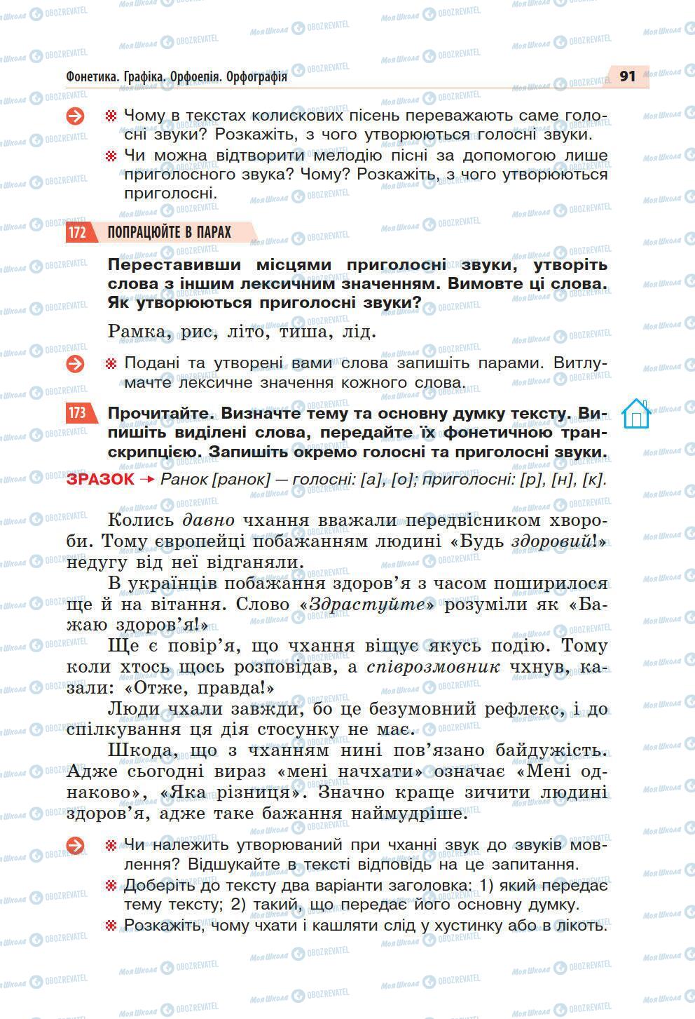 Підручники Українська мова 5 клас сторінка 91