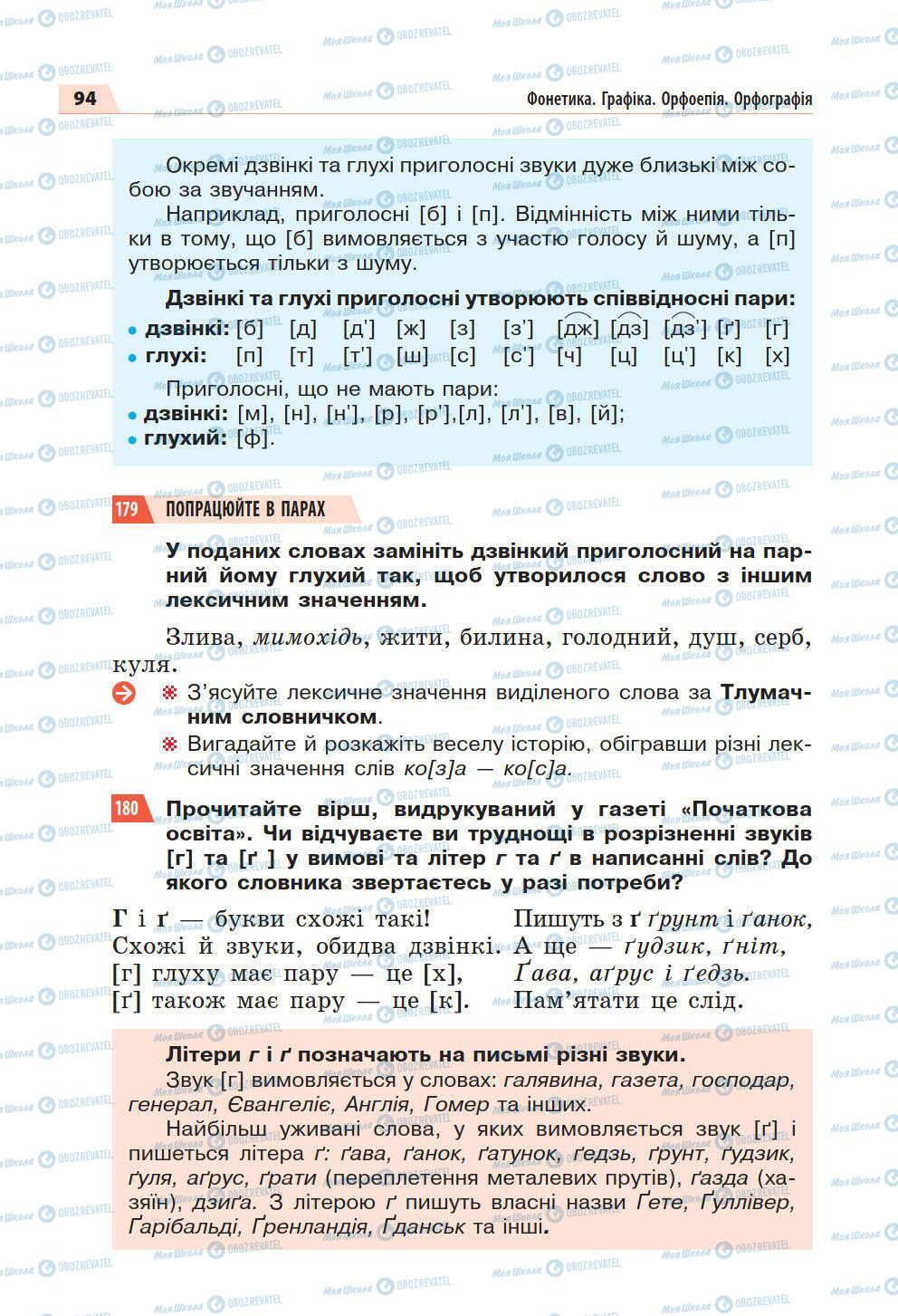 Учебники Укр мова 5 класс страница 94