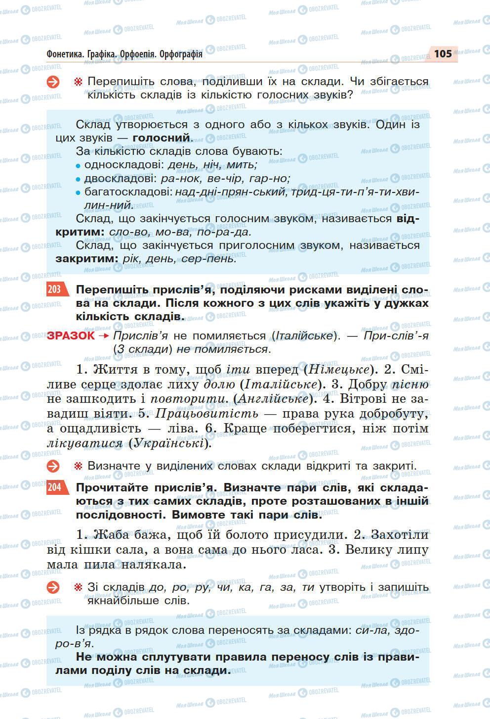 Підручники Українська мова 5 клас сторінка 105