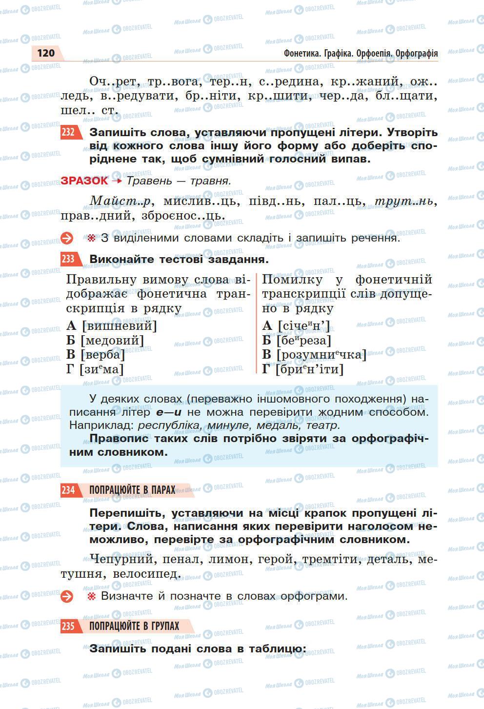 Учебники Укр мова 5 класс страница 120