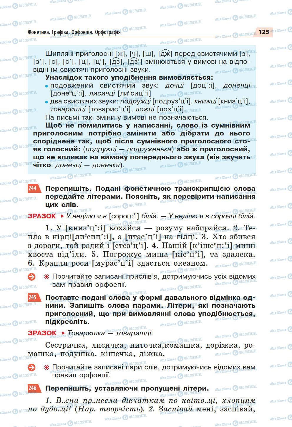 Підручники Українська мова 5 клас сторінка 125