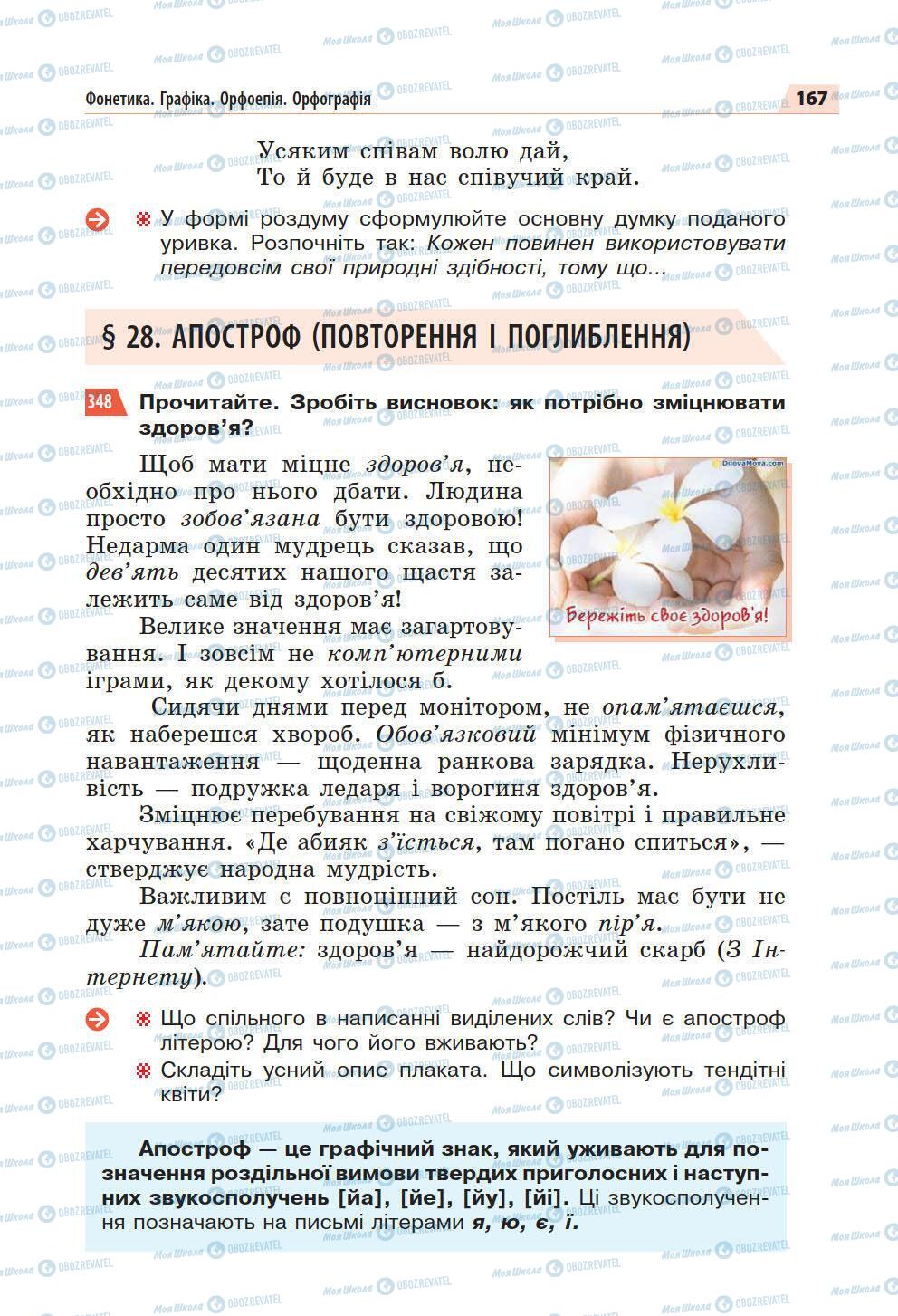 Підручники Українська мова 5 клас сторінка 167