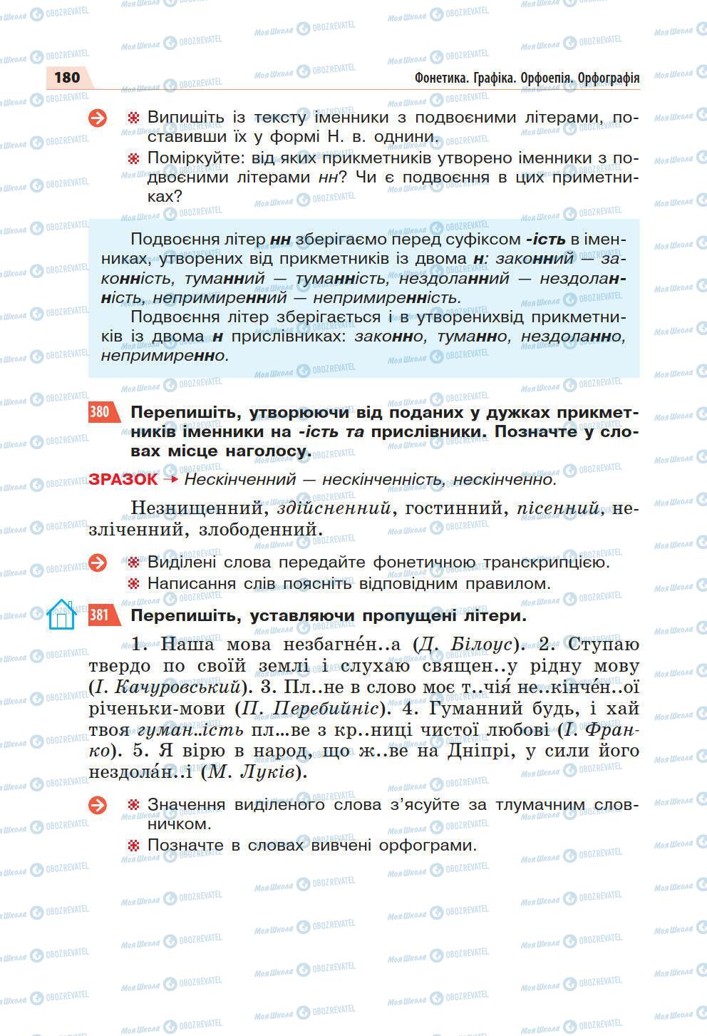 Підручники Українська мова 5 клас сторінка 180