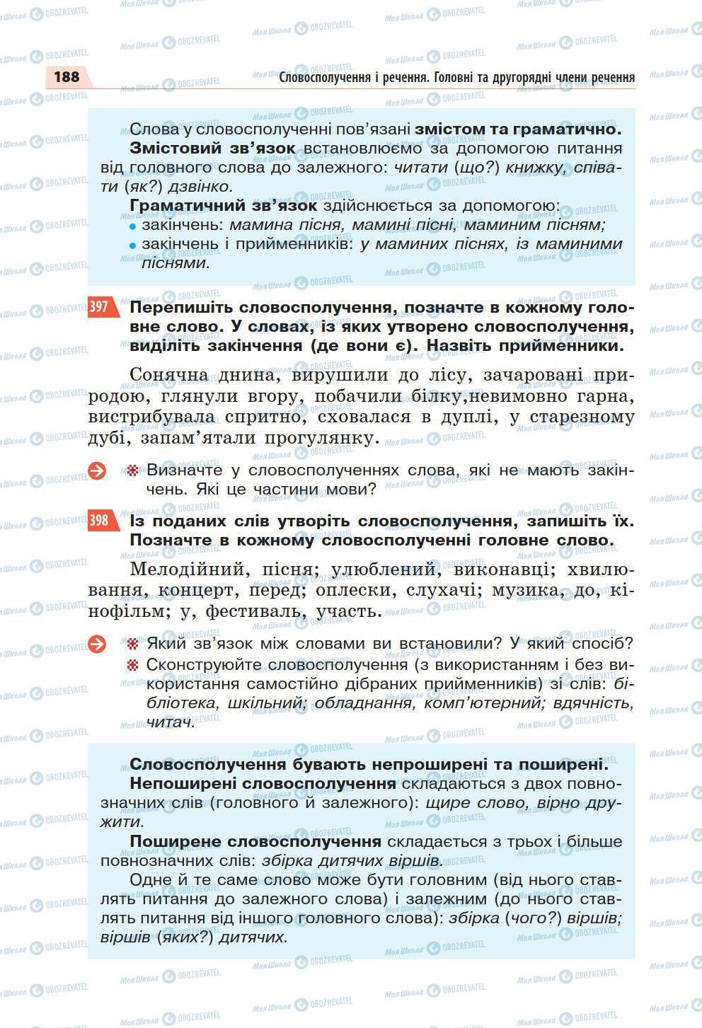 Підручники Українська мова 5 клас сторінка 188