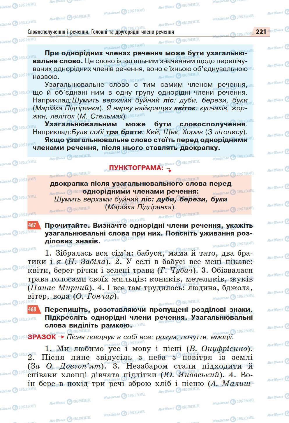 Підручники Українська мова 5 клас сторінка 221