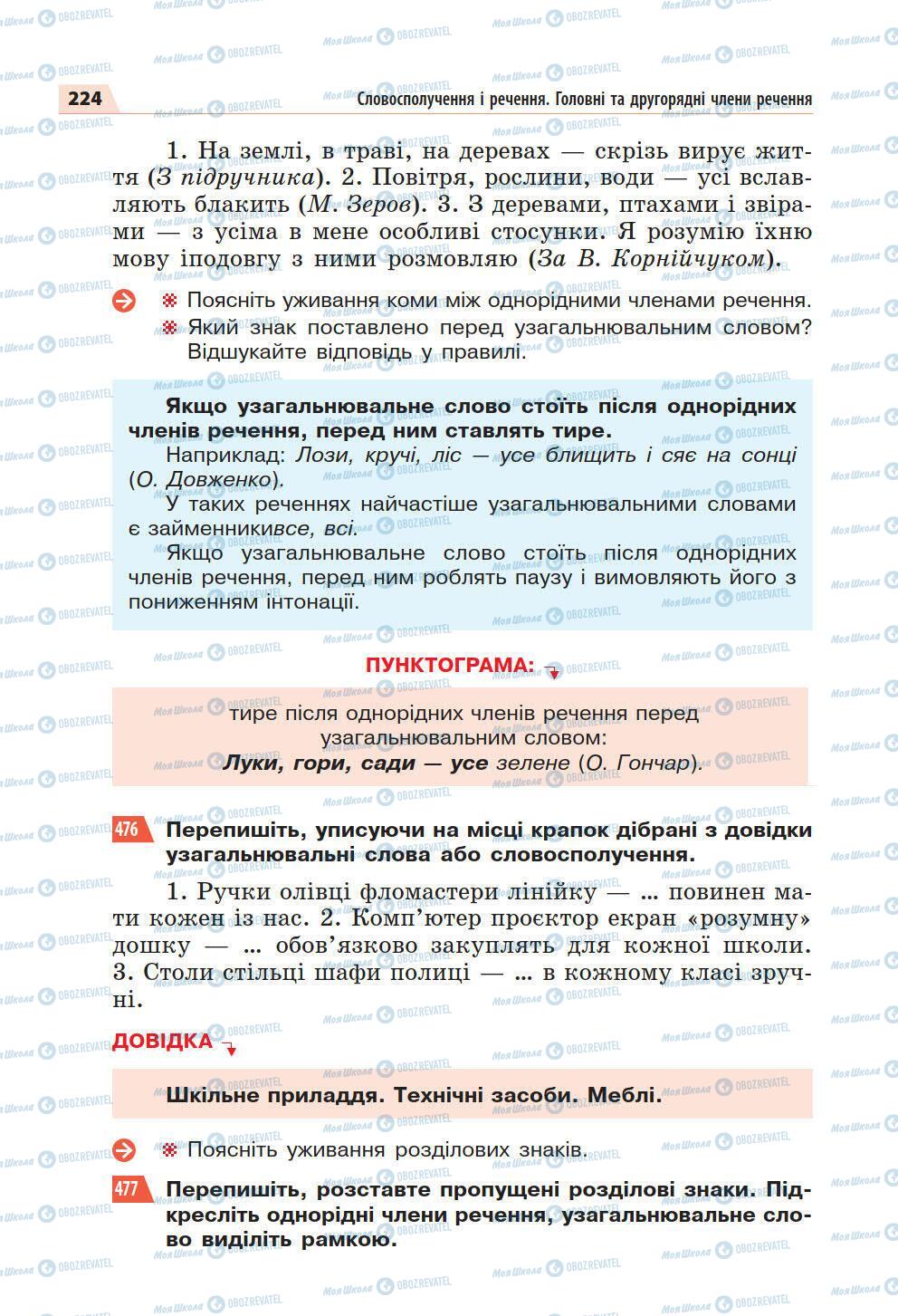 Підручники Українська мова 5 клас сторінка 224