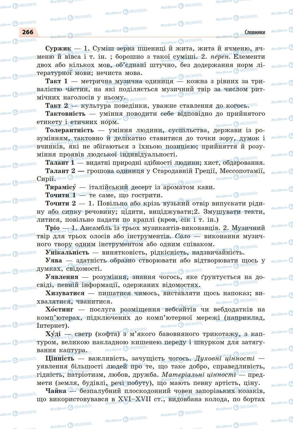 Підручники Українська мова 5 клас сторінка 266