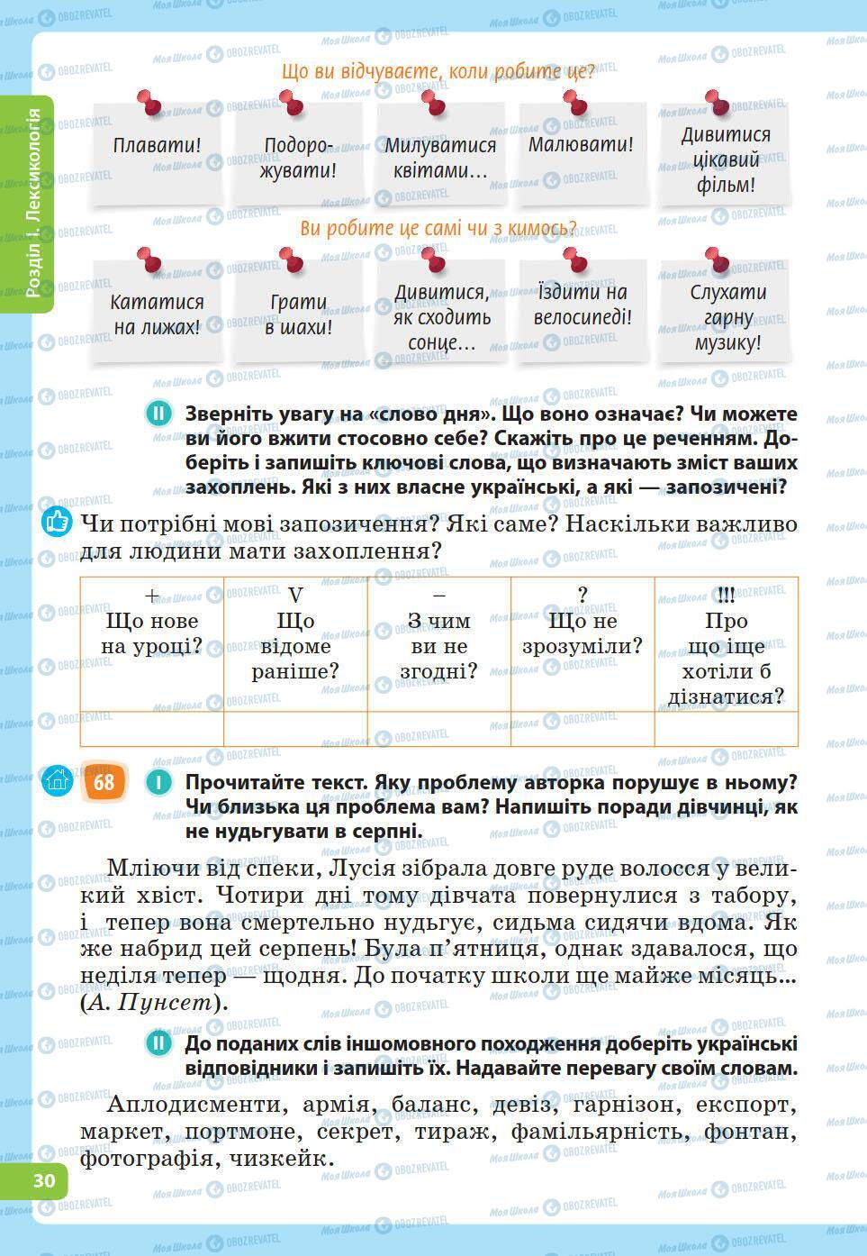 Учебники Укр мова 5 класс страница 30