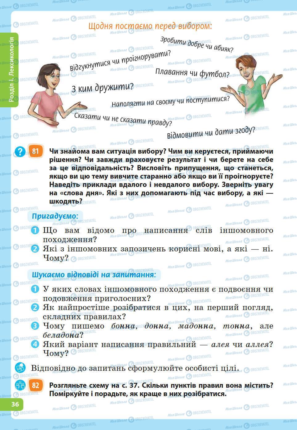 Підручники Українська мова 5 клас сторінка 36