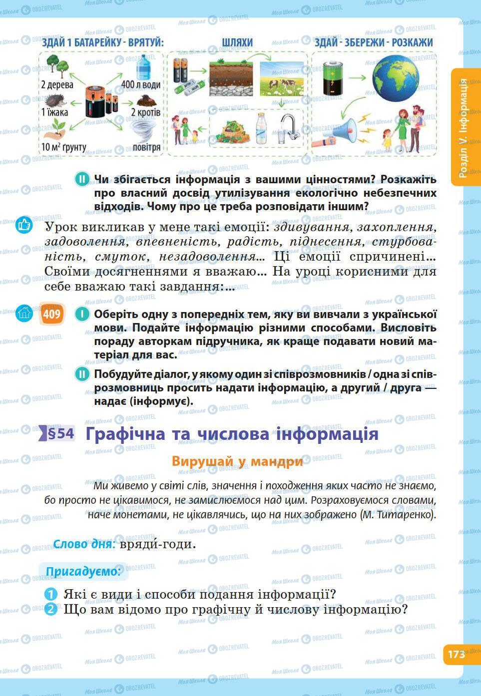 Підручники Українська мова 5 клас сторінка 173