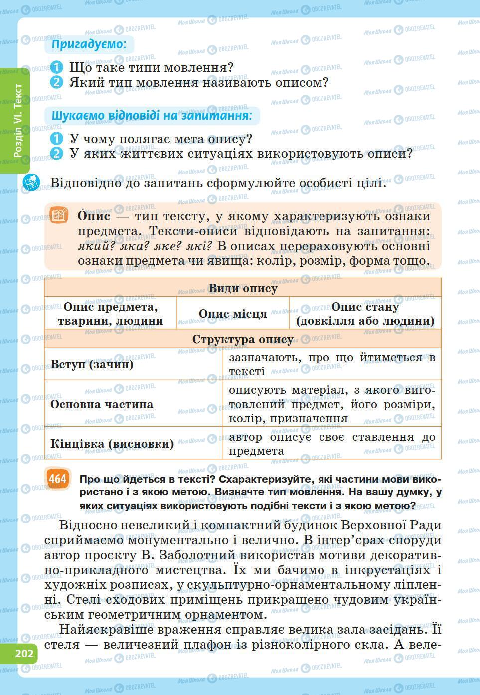 Підручники Українська мова 5 клас сторінка 202