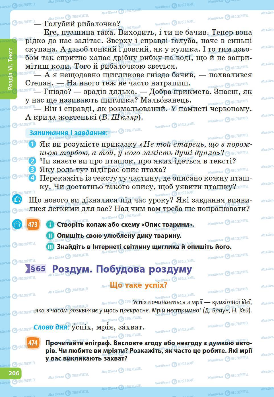 Підручники Українська мова 5 клас сторінка 206