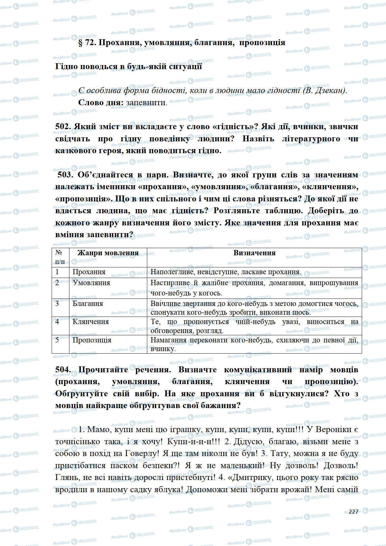 Підручники Українська мова 5 клас сторінка 227