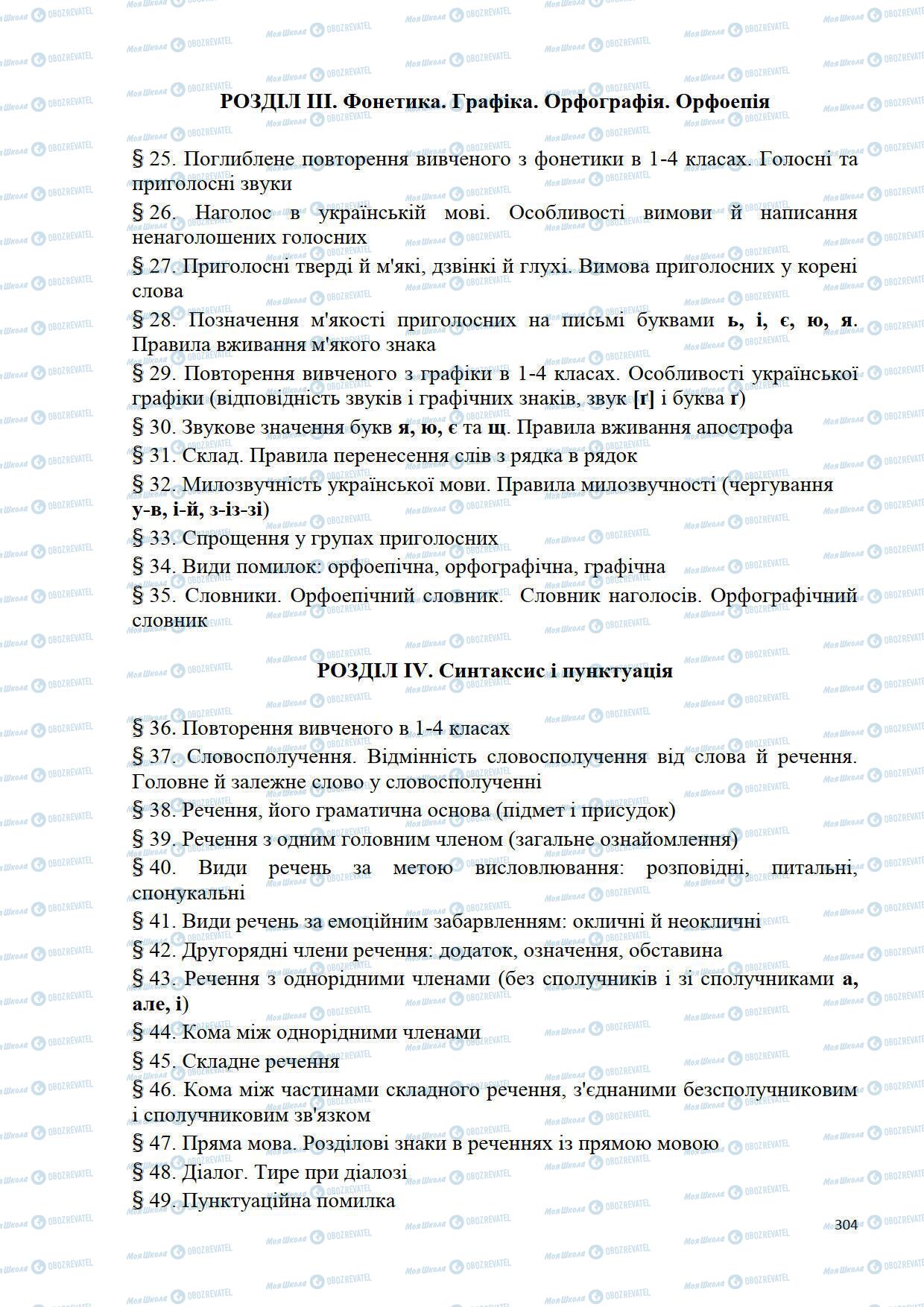 Підручники Українська мова 5 клас сторінка 304