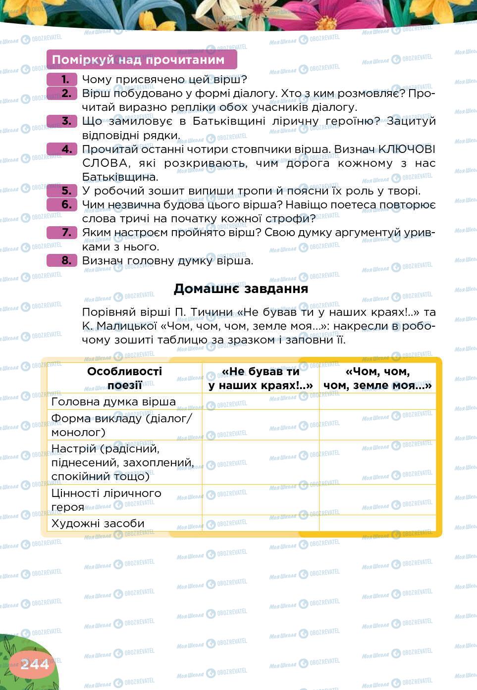 Підручники Українська література 5 клас сторінка 244