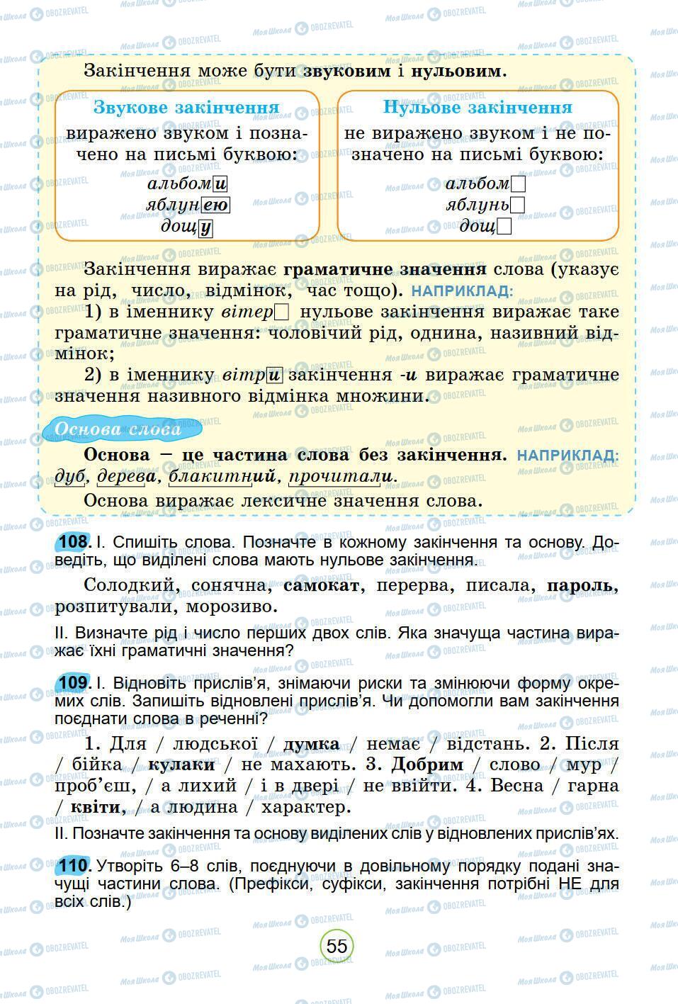 Підручники Українська мова 5 клас сторінка 55