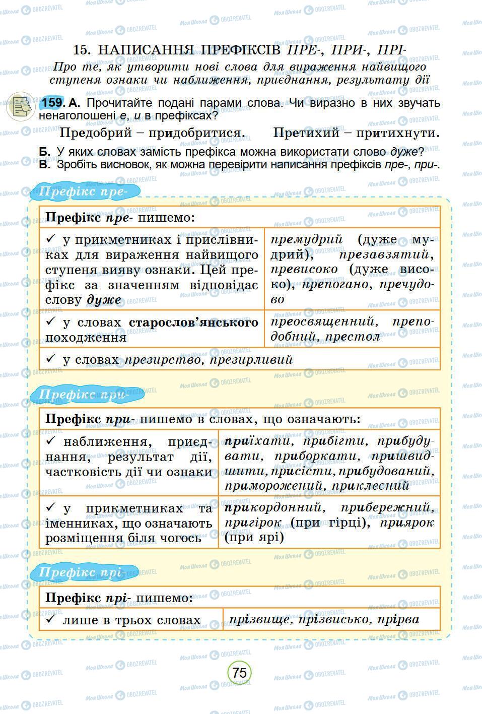 Підручники Українська мова 5 клас сторінка 75