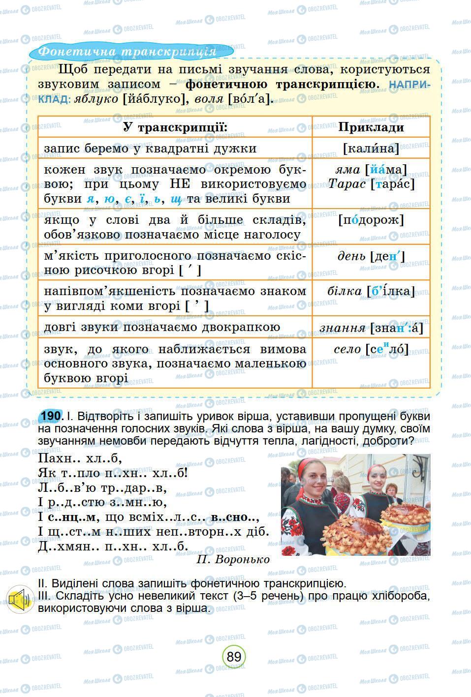 Підручники Українська мова 5 клас сторінка 89