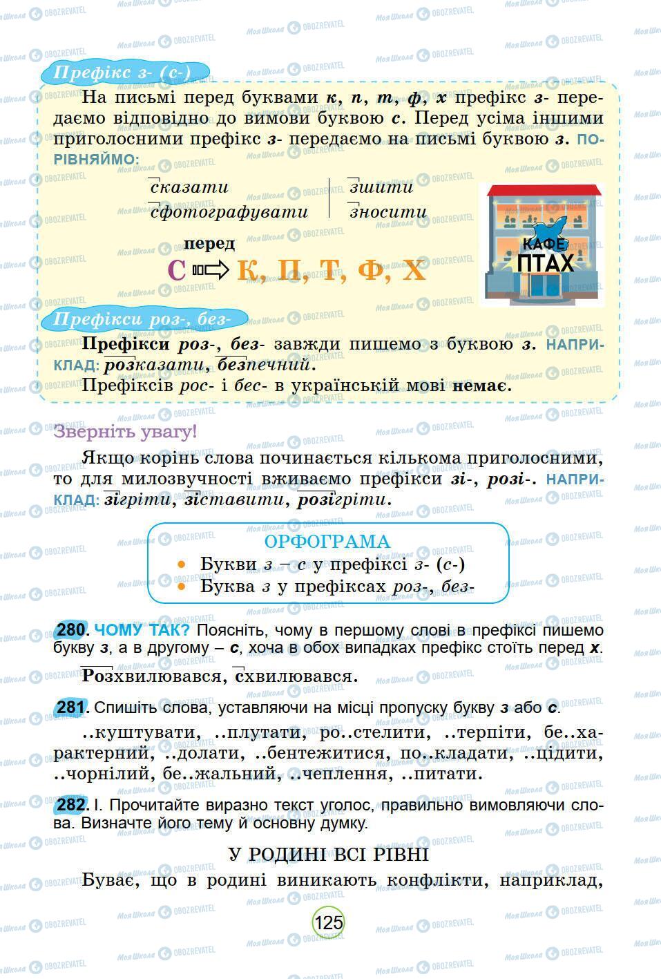 Підручники Українська мова 5 клас сторінка 125