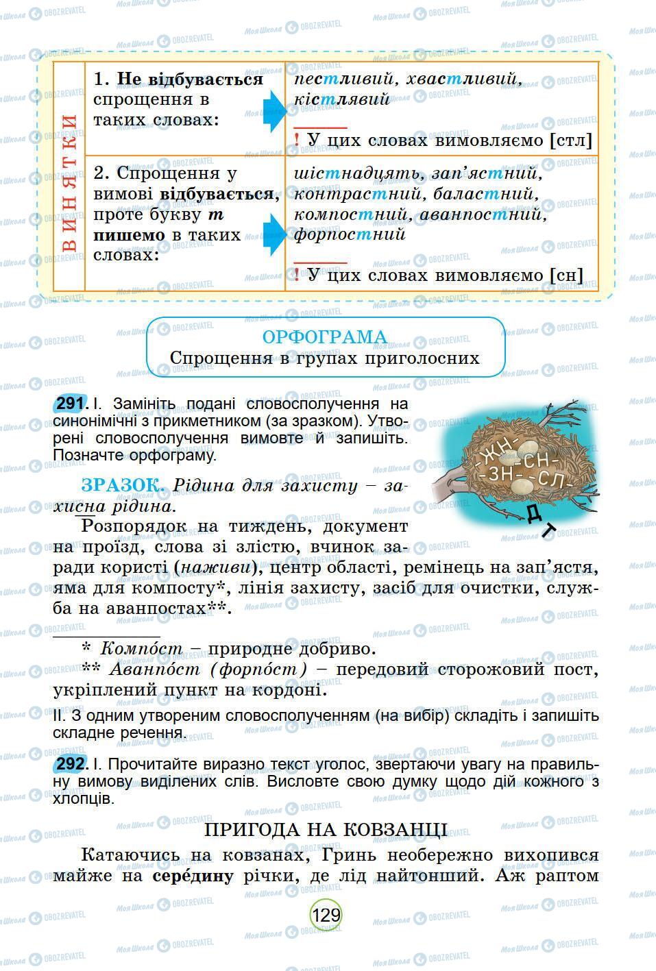 Підручники Українська мова 5 клас сторінка 129