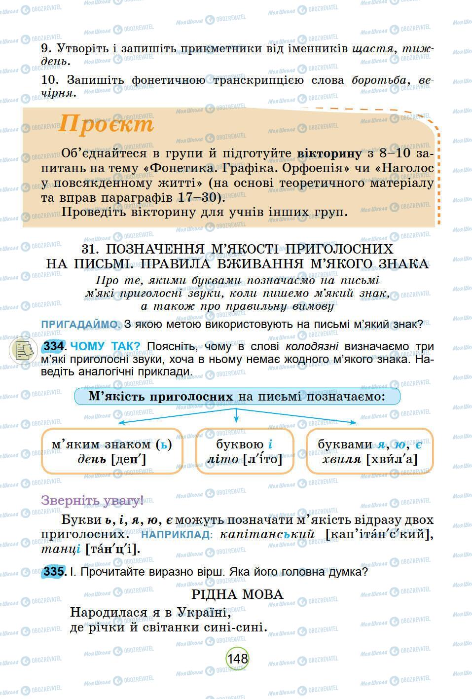 Підручники Українська мова 5 клас сторінка 148