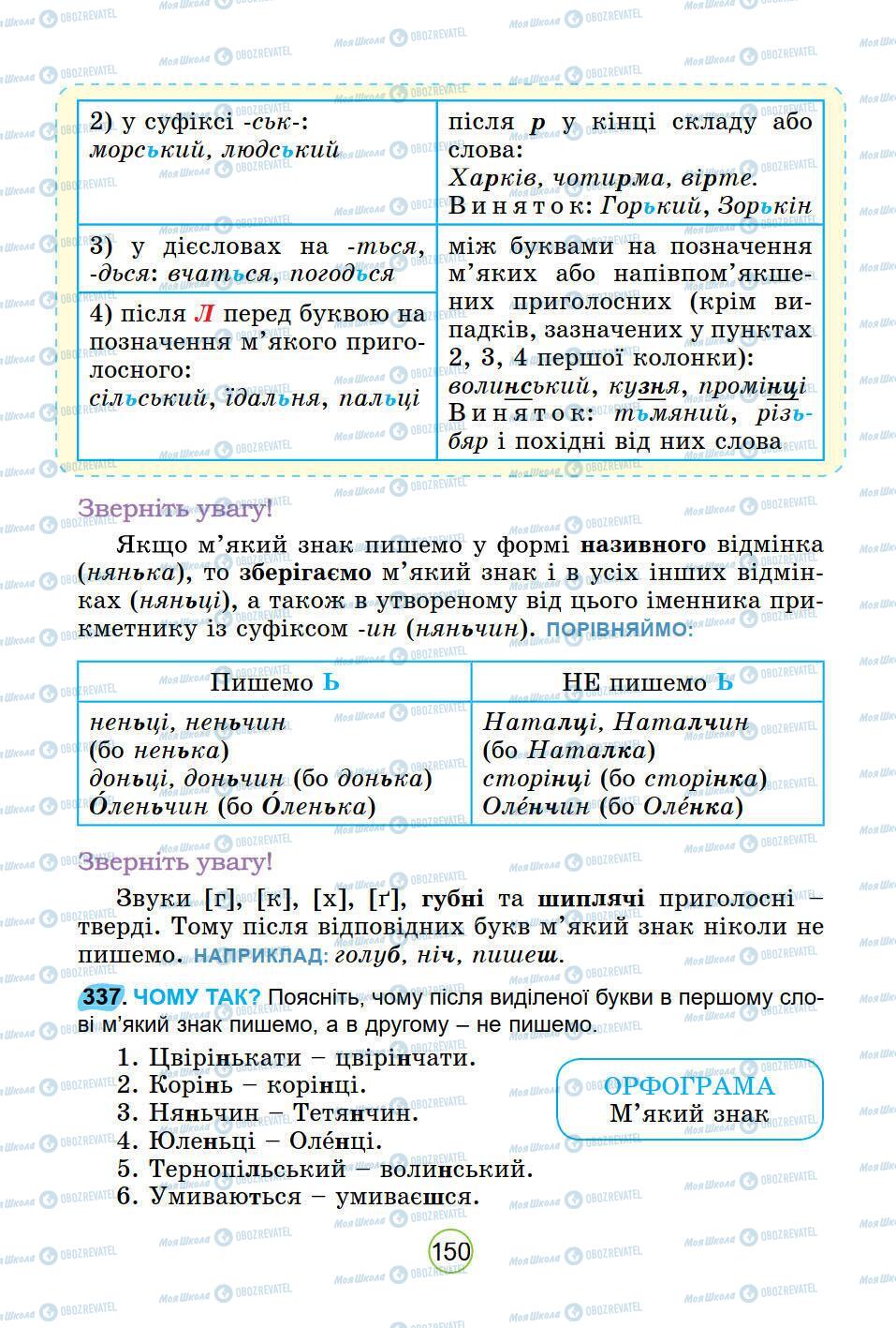 Підручники Українська мова 5 клас сторінка 150