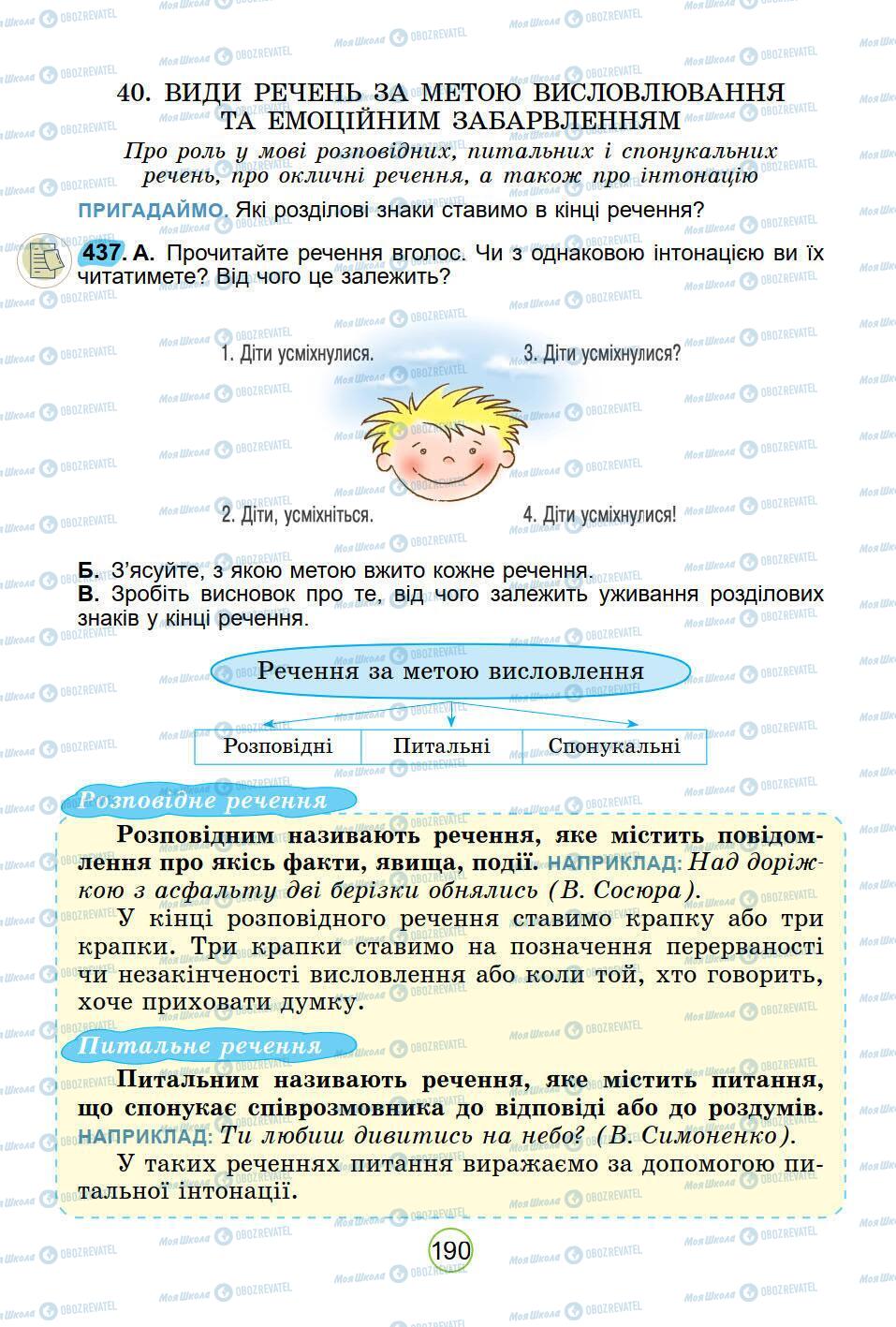 Підручники Українська мова 5 клас сторінка 190