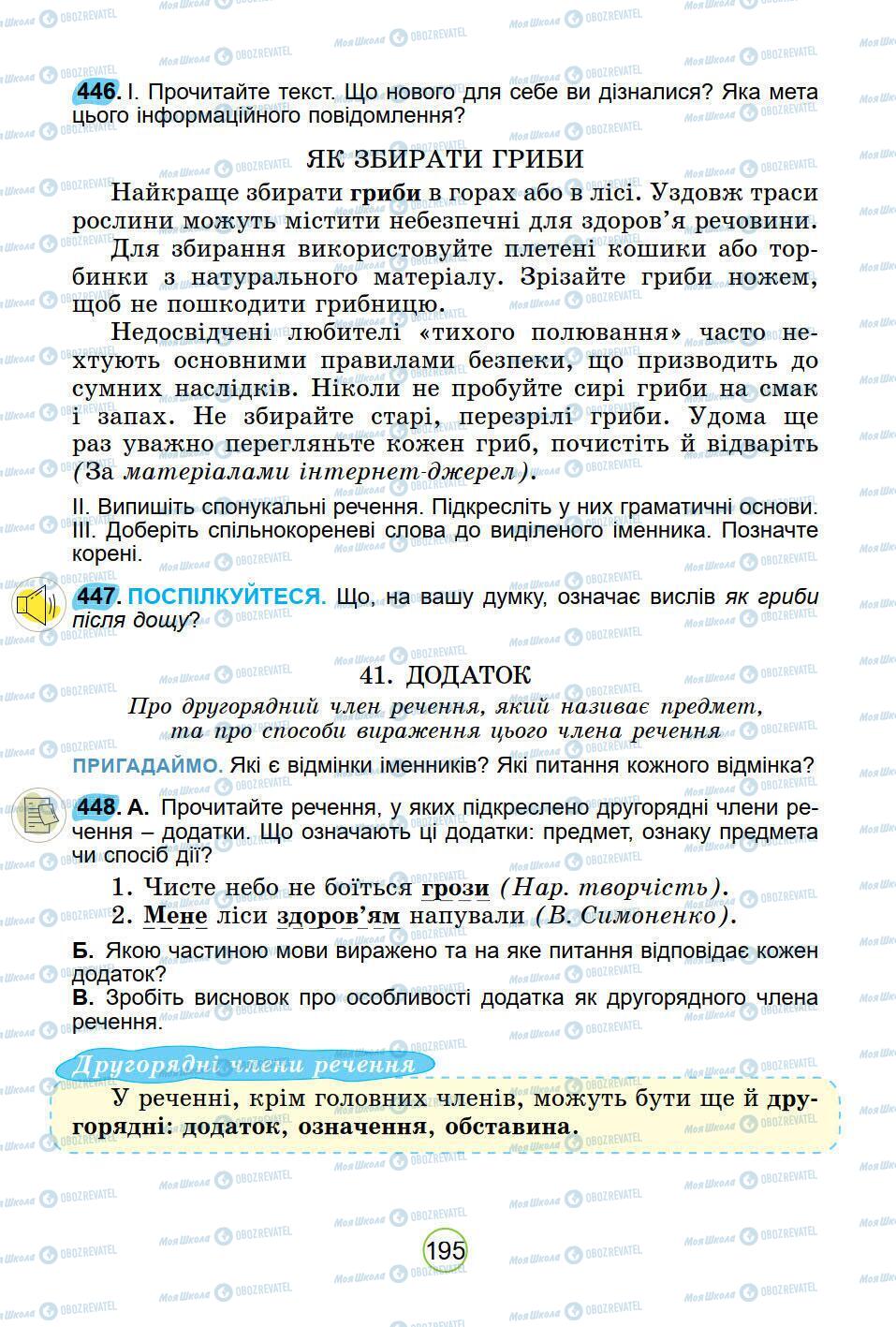 Підручники Українська мова 5 клас сторінка 195