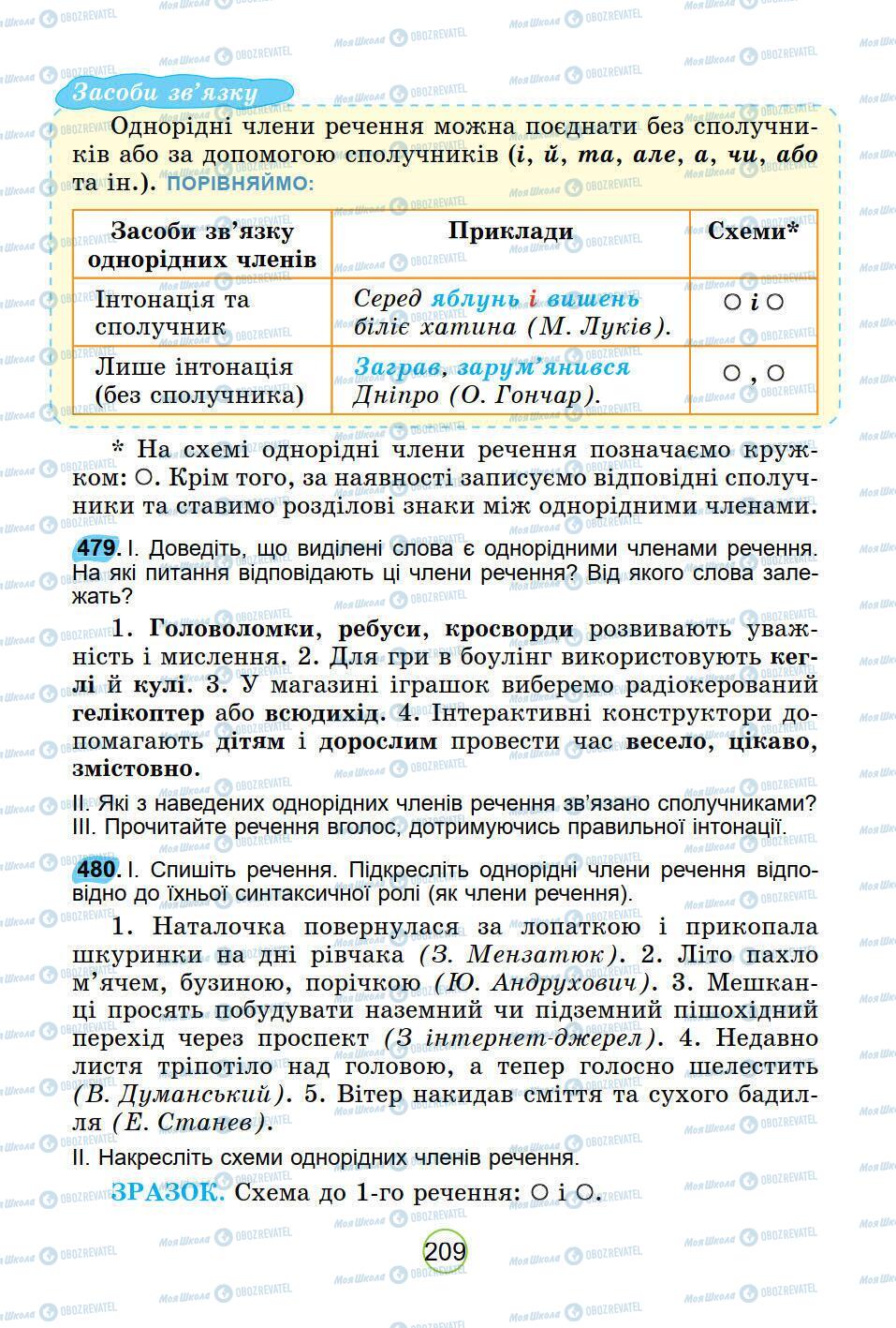 Підручники Українська мова 5 клас сторінка 209