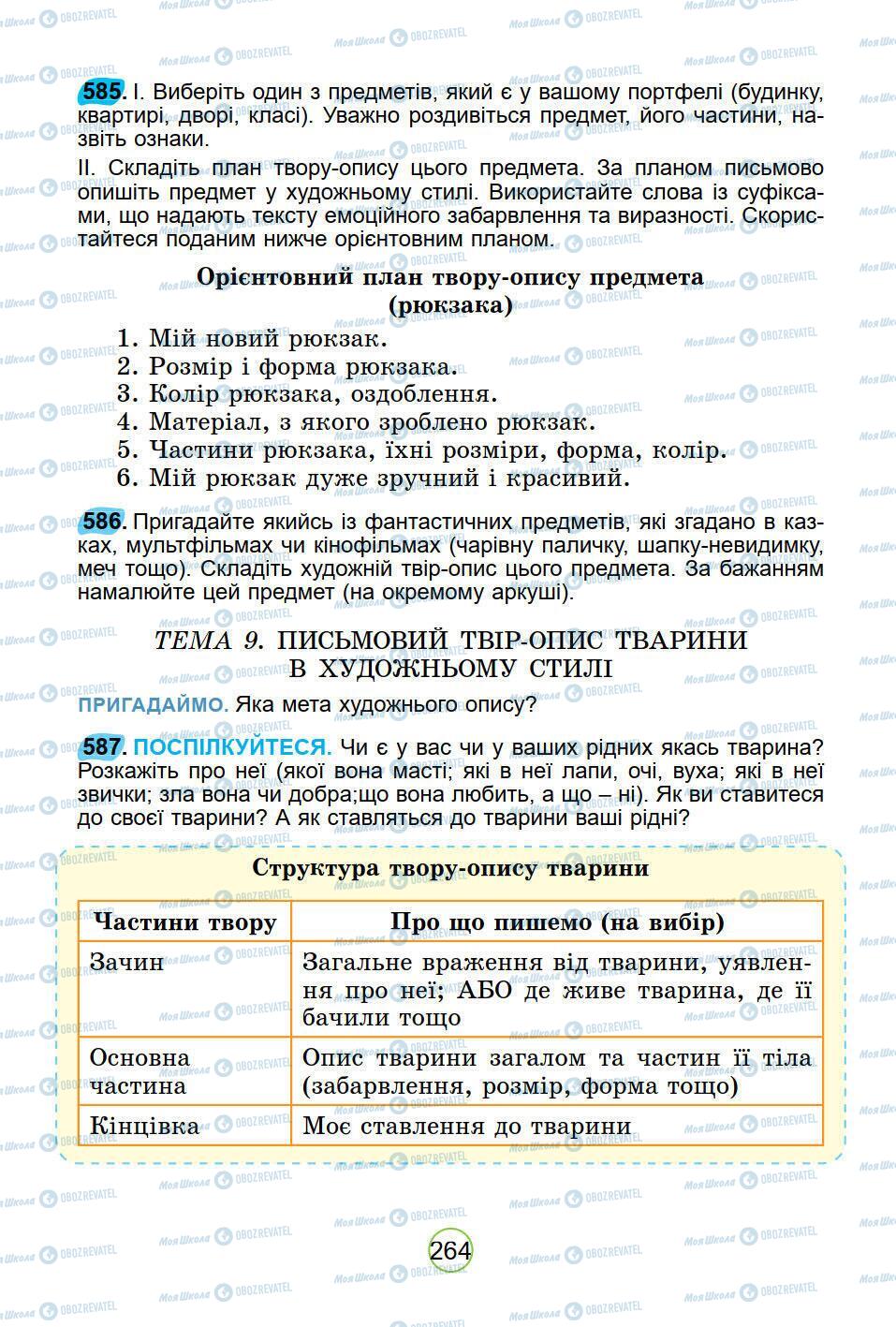 Підручники Українська мова 5 клас сторінка 264