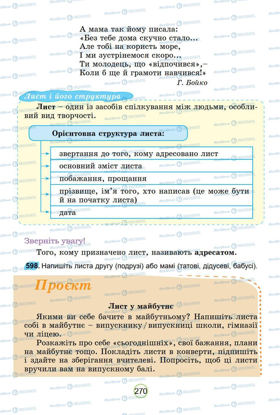 Підручники Українська мова 5 клас сторінка 270