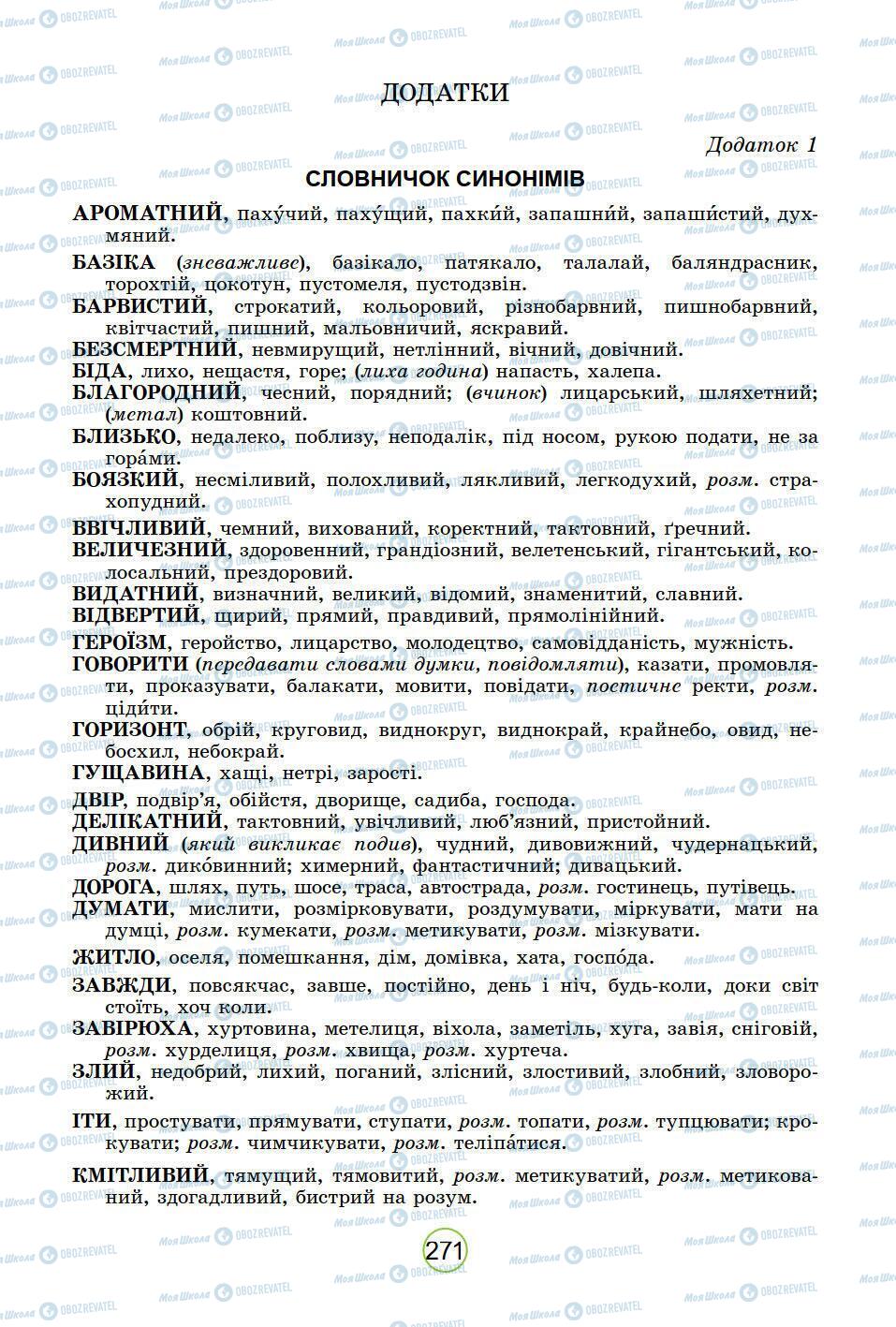 Підручники Українська мова 5 клас сторінка 271