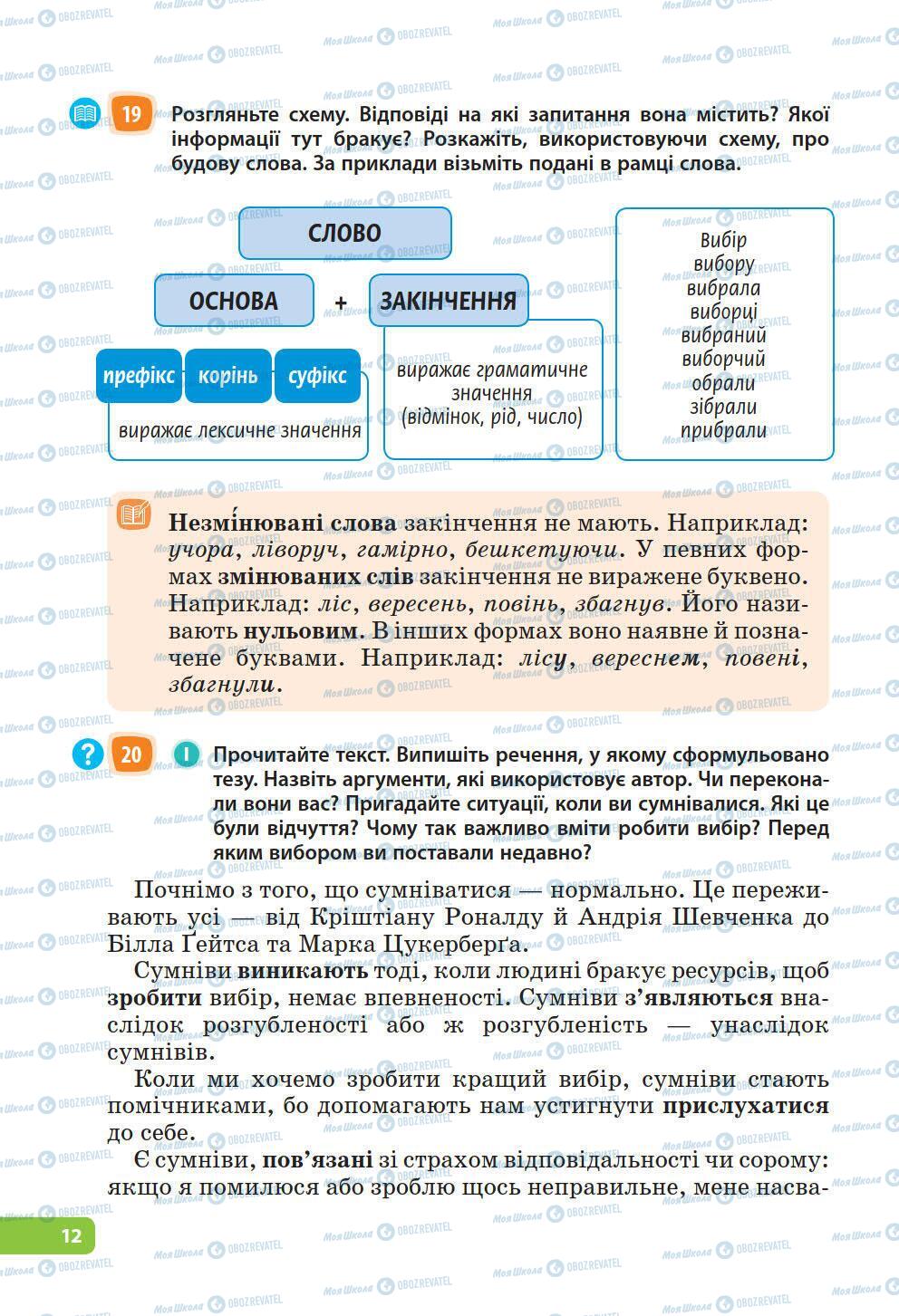 Учебники Укр мова 6 класс страница 12