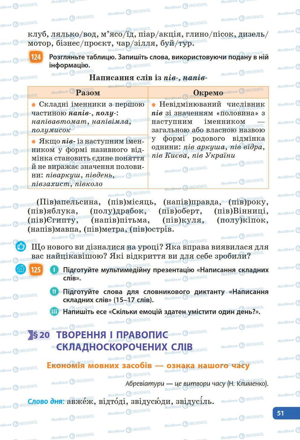 Учебники Укр мова 6 класс страница 51