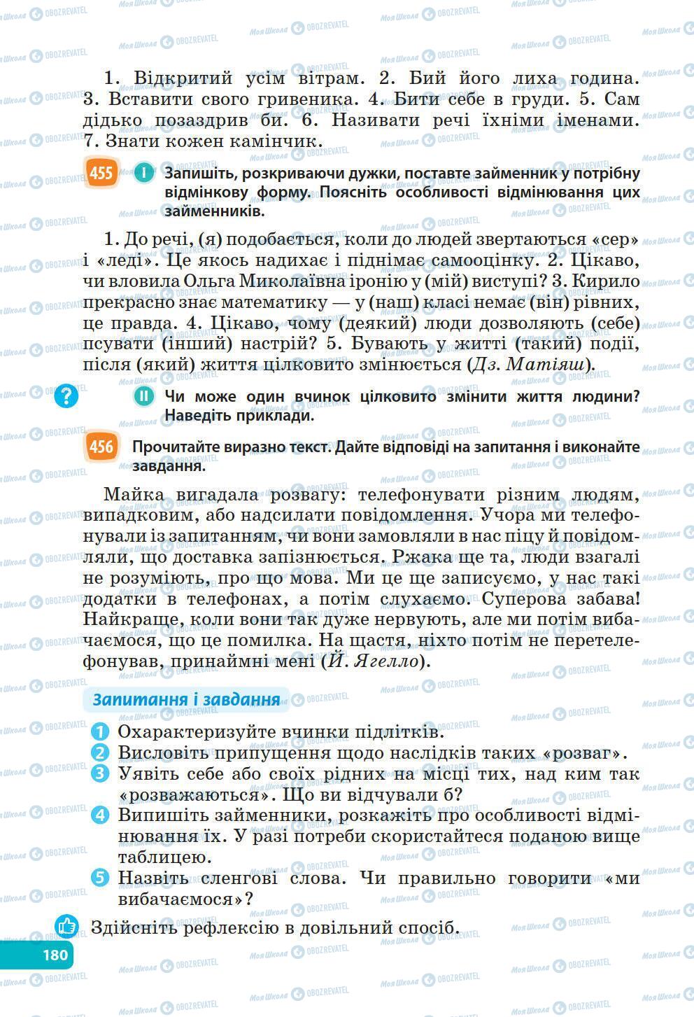 Підручники Українська мова 6 клас сторінка 180