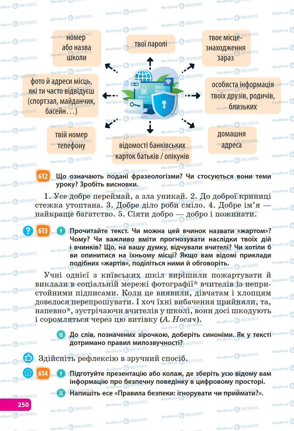 Підручники Українська мова 6 клас сторінка 250