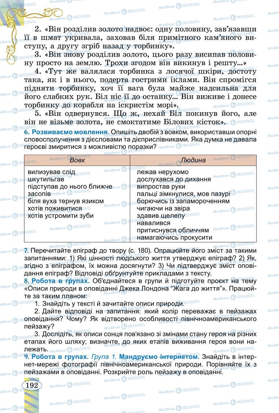 Підручники Зарубіжна література 6 клас сторінка 192