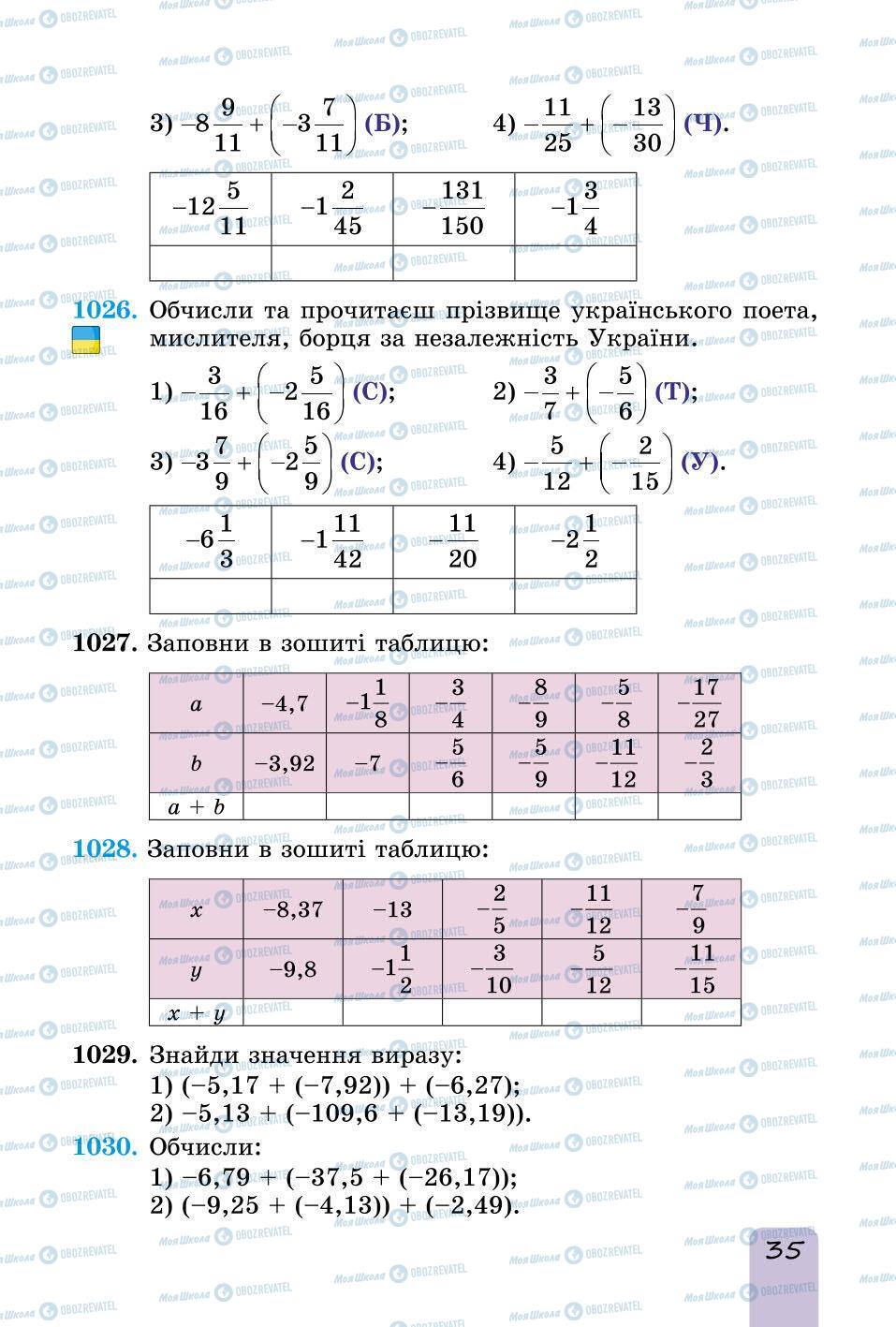 Підручники Математика 6 клас сторінка 35